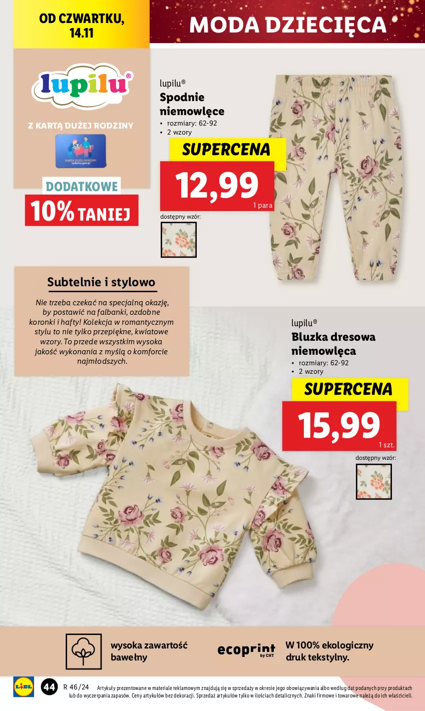 Gazetka promocyjna Lidl - GAZETKA - ważna 12.11 do 16.11.2024 - strona 46 - produkty: Chleb, Dres, Dzieci, Fa, Moda, Ser, Sok, Spodnie