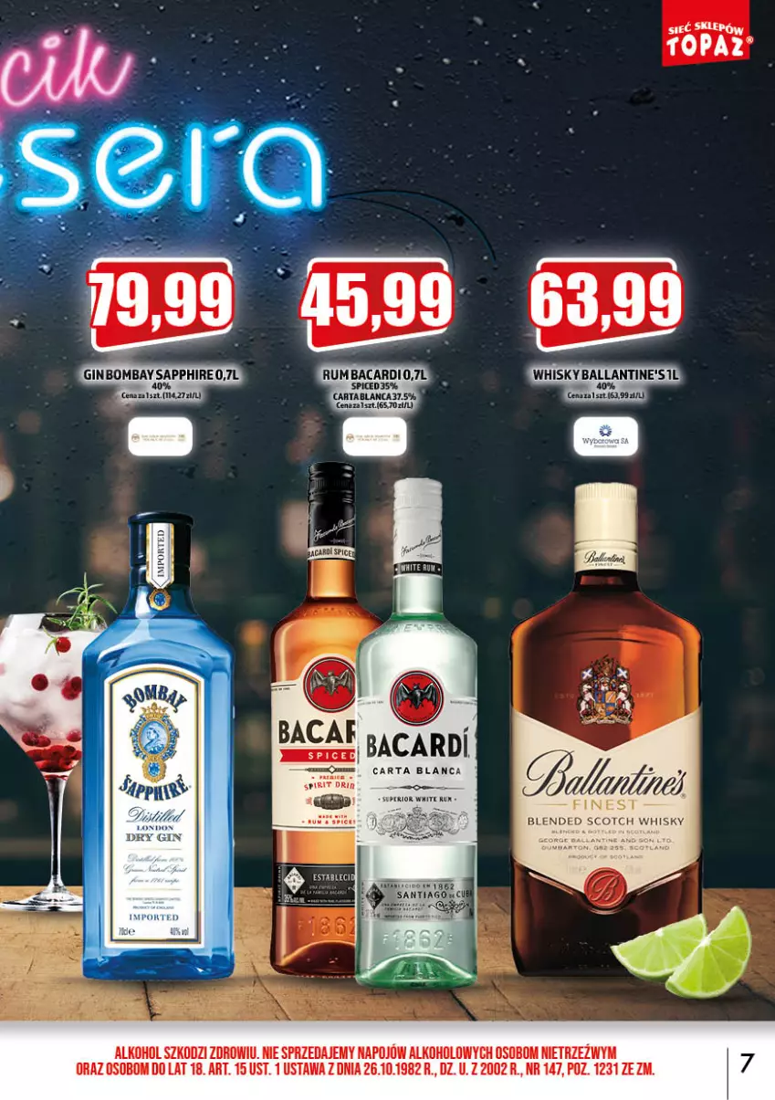 Gazetka promocyjna Topaz - Gazetka - ważna 02.11 do 30.11.2022 - strona 7 - produkty: Bacardi, Gin, Rum