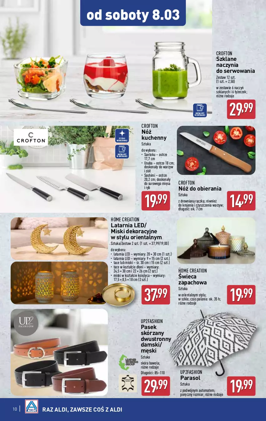 Gazetka promocyjna Aldi - Artykuły przemysłowe i tekstylia - ważna 05.03 do 08.03.2025 - strona 10 - produkty: Fa, Latarnia, Parasol, Pasek, Por, Ser, Szklane naczynia