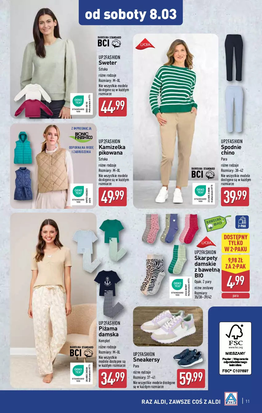 Gazetka promocyjna Aldi - Artykuły przemysłowe i tekstylia - ważna 05.03 do 08.03.2025 - strona 11 - produkty: Fa, Kamizelka, Karp, Piżama, Por, Sneakersy, Spodnie, Sweter