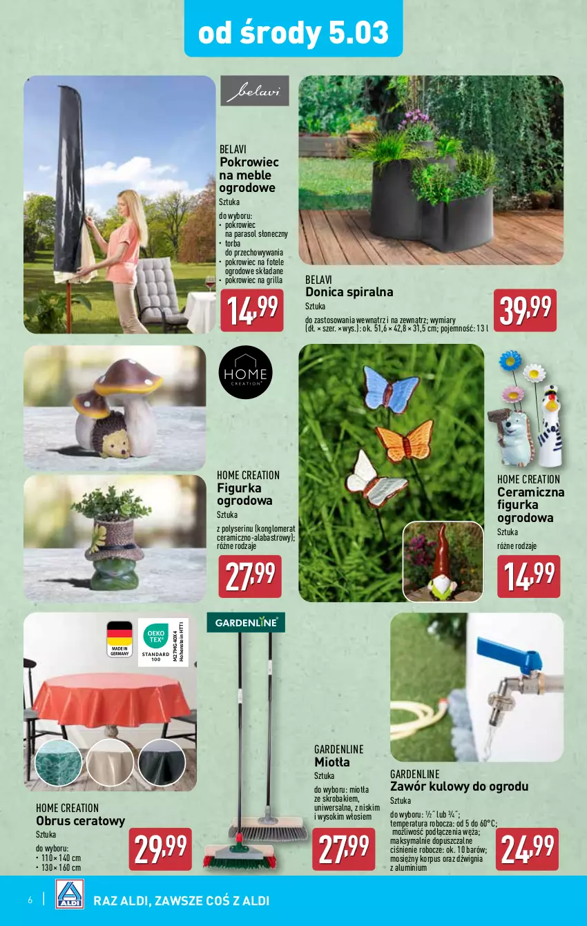 Gazetka promocyjna Aldi - Artykuły przemysłowe i tekstylia - ważna 05.03 do 08.03.2025 - strona 6 - produkty: Dźwig, Fotel, Grill, Meble, Miotła, Obrus, Parasol, Pokrowiec, Ser, Sok, Torba