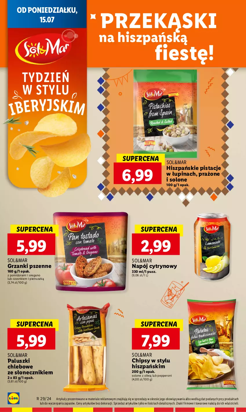 Gazetka promocyjna Lidl - GAZETKA - ważna 15.07 do 17.07.2024 - strona 30 - produkty: Chipsy, Chleb, Napój, Pistacje