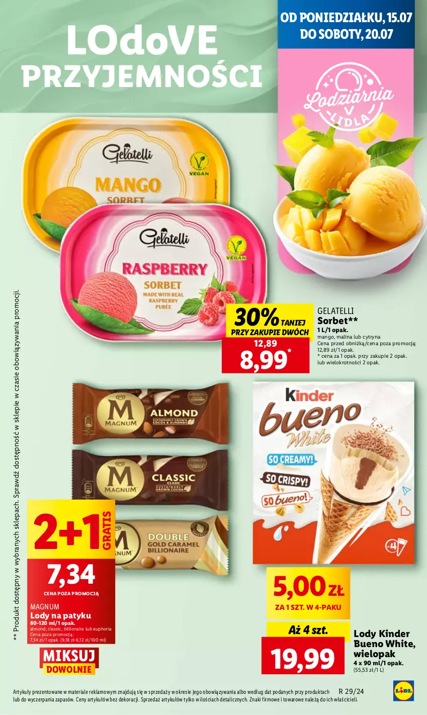 Gazetka promocyjna Lidl - GAZETKA - ważna 15.07 do 17.07.2024 - strona 33 - produkty: Dove, Gra, Kinder, Kinder Bueno, Lion, Lody, Mango