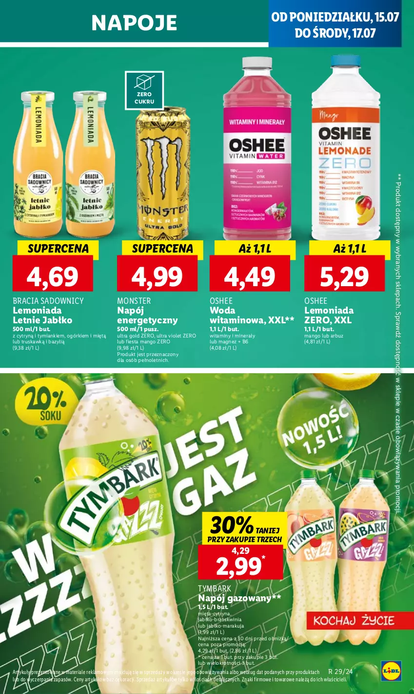 Gazetka promocyjna Lidl - GAZETKA - ważna 15.07 do 17.07.2024 - strona 35 - produkty: Arbuz, Bazyl, Lemoniada, Magnez, Mango, Mięta, Napój, Napój energetyczny, Napój gazowany, Napoje, Oshee, Tymbark, Woda