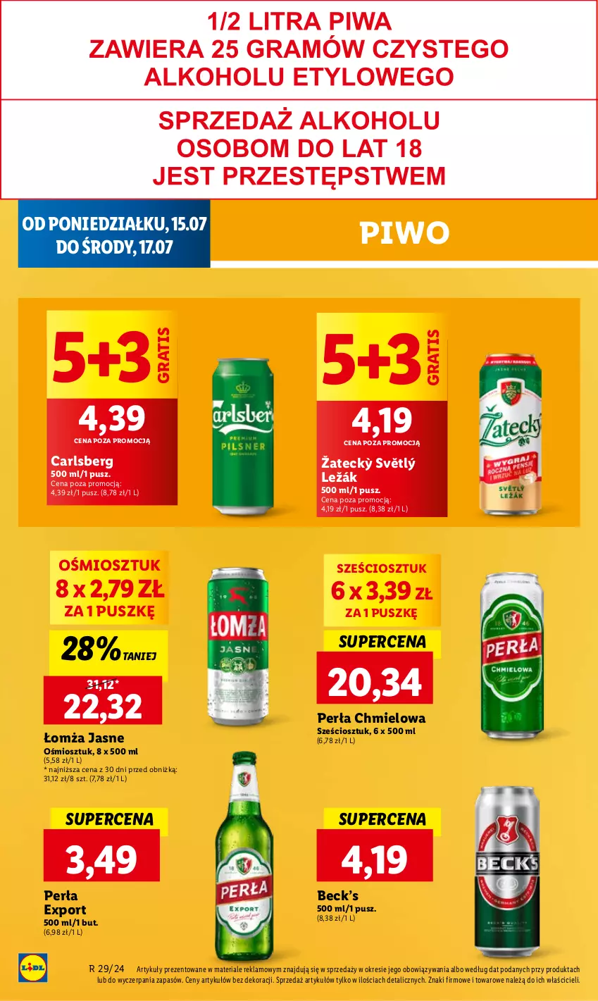 Gazetka promocyjna Lidl - GAZETKA - ważna 15.07 do 17.07.2024 - strona 36 - produkty: Carlsberg, Gra, Perła, Piwo, Por