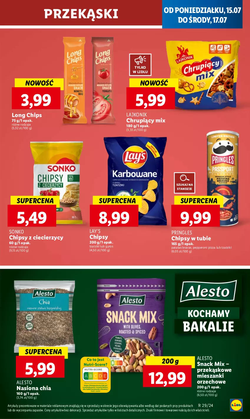 Gazetka promocyjna Lidl - GAZETKA - ważna 15.07 do 17.07.2024 - strona 39 - produkty: Chia, Chipsy, Gyros, Koc, Lajkonik, Lay’s, O nas, Pizza, Pringles, Sonko