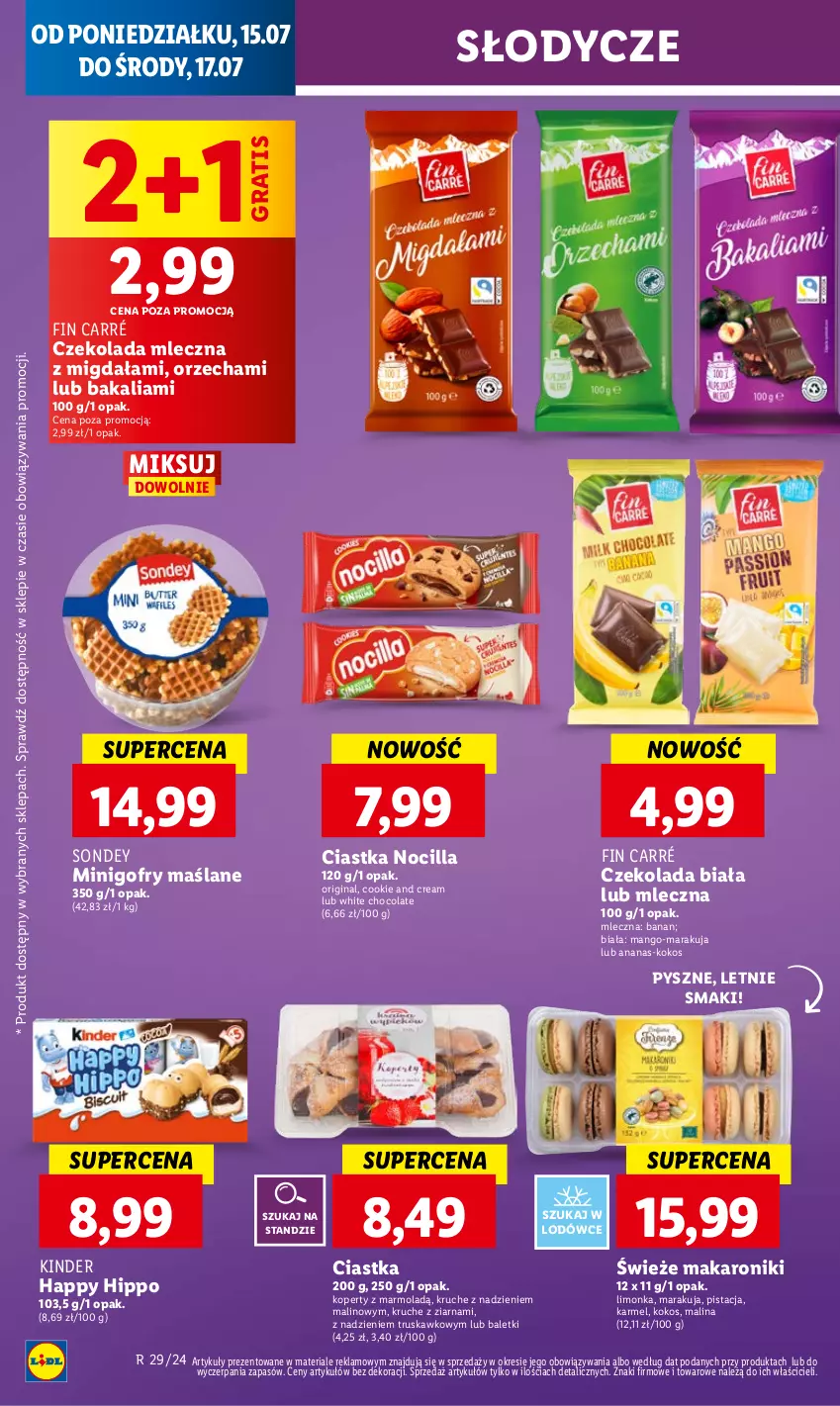 Gazetka promocyjna Lidl - GAZETKA - ważna 15.07 do 17.07.2024 - strona 40 - produkty: Ananas, Ciastka, Czekolada, Czekolada mleczna, Gin, Gofry, Gra, HiPP, Kinder, Kokos, Limonka, Makaron, Mango, Mola