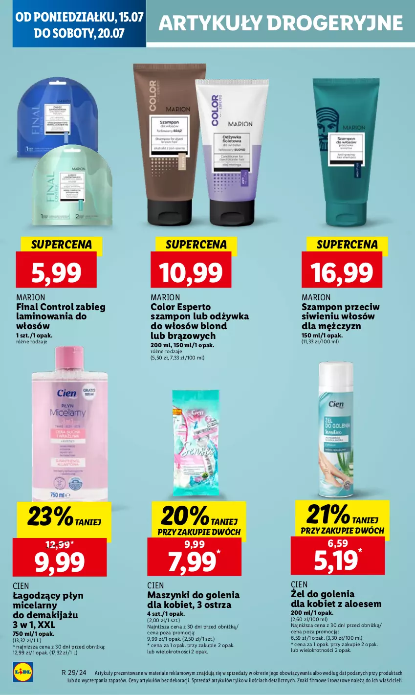 Gazetka promocyjna Lidl - GAZETKA - ważna 15.07 do 17.07.2024 - strona 46 - produkty: Control, Makijaż, Odżywka, Płyn micelarny, Szampon