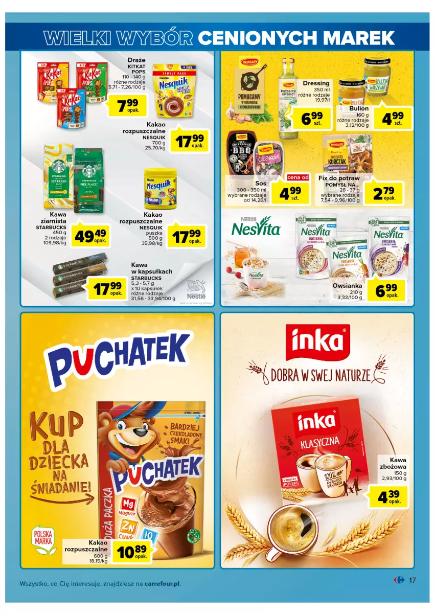 Gazetka promocyjna Carrefour - Gazetka Market - ważna 31.05 do 11.06.2022 - strona 17 - produkty: Bulion, Dres, Kakao, Kawa, Kawa zbożowa, Lion, Nesquik, Owsianka, Por