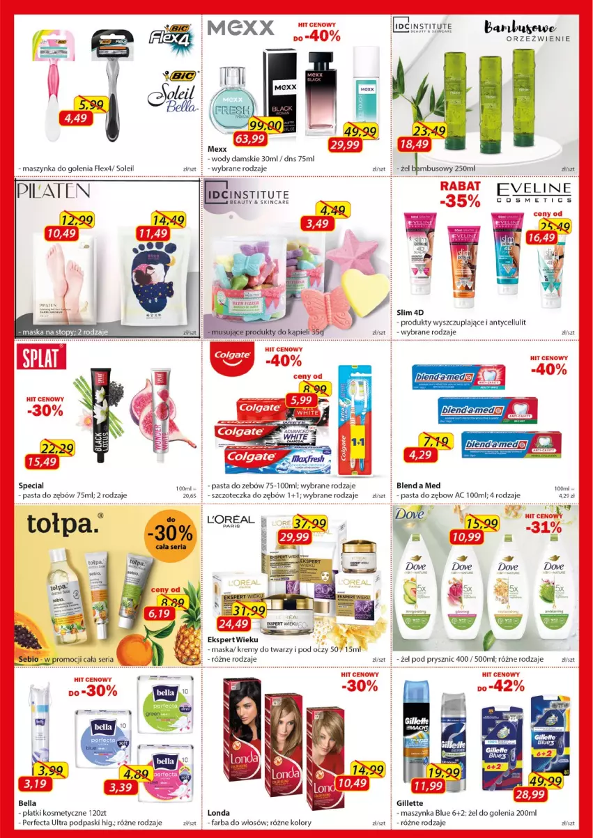 Gazetka promocyjna Kosmyk - Gazetka - ważna 09.05 do 31.05.2022 - strona 4 - produkty: Bell, Bella, Colgate, Eveline, Fa, Farba do włosów, Gillette, LG, Maska, Maszynka, Maszynka do golenia, Mexx, Pasta do zębów, Perfecta, Płatki kosmetyczne, Podpaski, Szczoteczka, Szczoteczka do zębów, Szynka