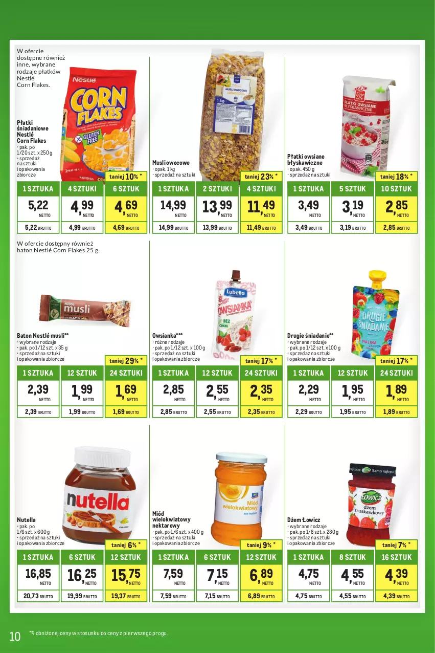 Gazetka promocyjna Makro - Kupujesz więcej płacisz mniej - ważna 01.06 do 30.06.2023 - strona 10 - produkty: Baton, Corn flakes, Danio, Dżem, Miód, Mus, Nektar, Nestlé, Nutella, Owsianka, Płatki owsiane