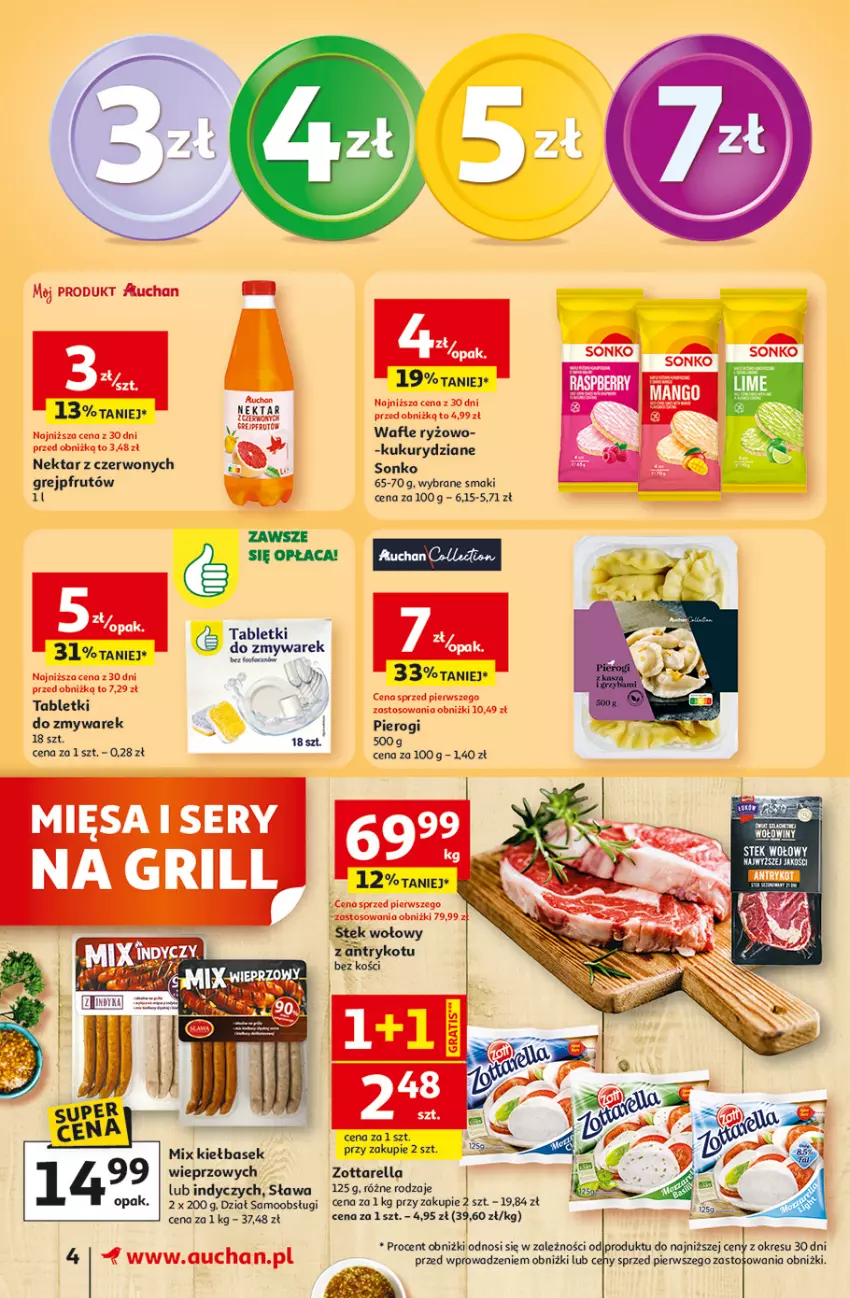 Gazetka promocyjna Auchan - Gazetka 30 Lat Supermarket Auchan - ważna 29.04 do 06.05.2026 - strona 4 - produkty: Grejpfrut, Grill, Nektar, Ryż, Ser, Stek, Stek wołowy, Tablet, Wafle, Zott, Zottarella