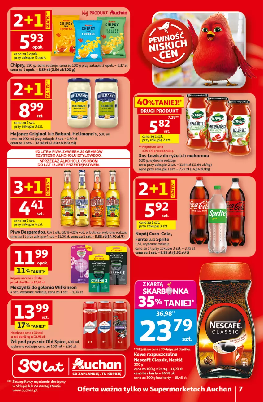 Gazetka promocyjna Auchan - Gazetka 30 Lat Supermarket Auchan - ważna 29.04 do 06.05.2026 - strona 7 - produkty: Babuni, Chipsy, Desperados, Fa, Fanta, Gin, LG, Majonez, Makaron, Old Spice, Piwo, Ryż, Sos, Sprite