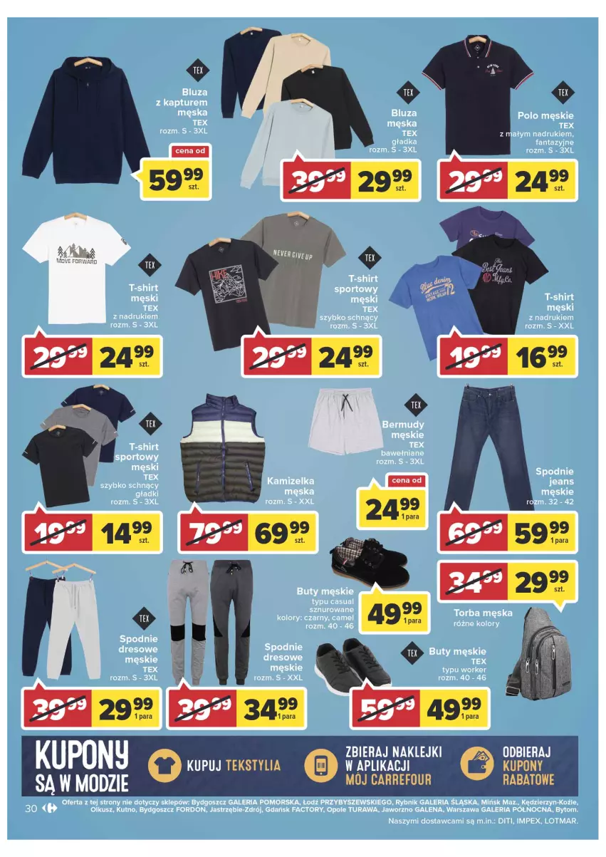 Gazetka promocyjna Carrefour - Gazetka Dla naszych skarbów - ważna 15.02 do 26.02.2022 - strona 30 - produkty: Bluza, Buty, Dres, Fa, Fanta, K2, Kamizelka, Klej, LG, Spodnie, Spodnie jeans, T-shirt, Torba