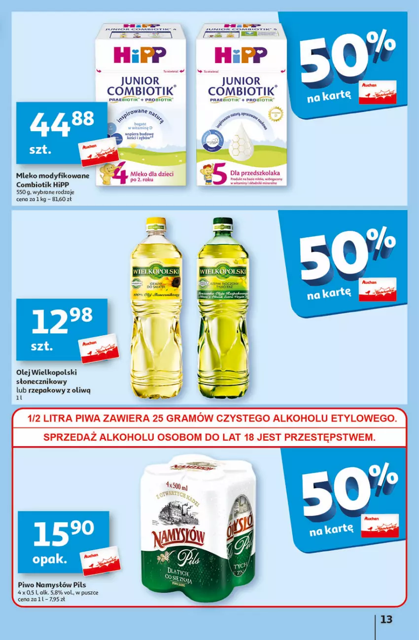 Gazetka promocyjna Auchan - Gazetka Świat Pełen Smaku Hipermarket Auchan - ważna 01.02 do 07.02.2024 - strona 13 - produkty: Gra, HiPP, Mleko, Mleko modyfikowane, Namysłów, Olej, Piwa, Piwo