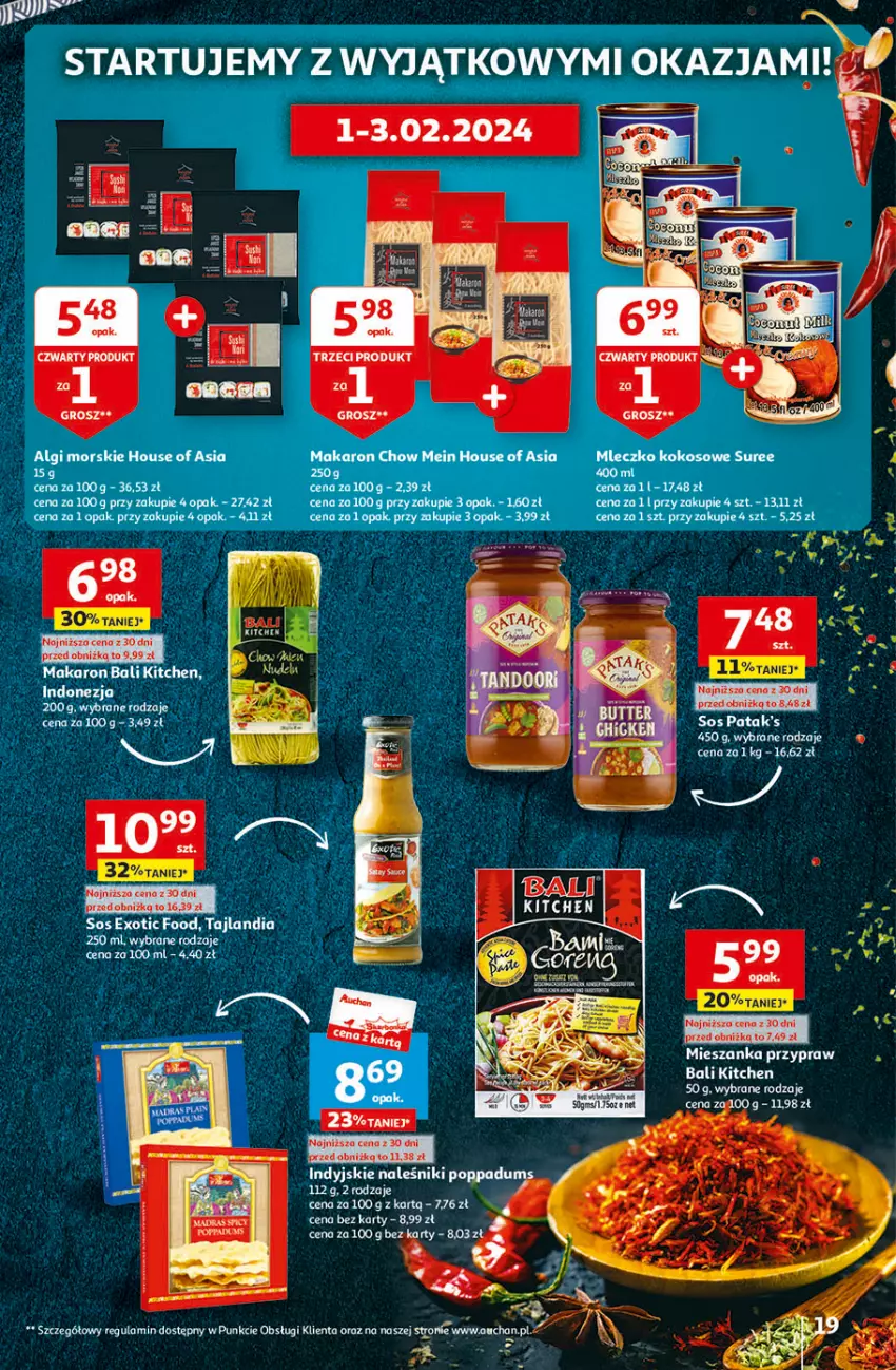 Gazetka promocyjna Auchan - Gazetka Świat Pełen Smaku Hipermarket Auchan - ważna 01.02 do 07.02.2024 - strona 19 - produkty: Fa, House of Asia, LG, Makaron, Naleśniki, Patak's, Sos