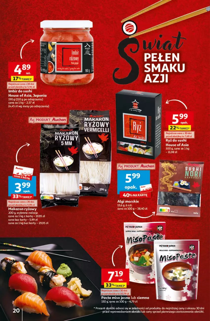 Gazetka promocyjna Auchan - Gazetka Świat Pełen Smaku Hipermarket Auchan - ważna 01.02 do 07.02.2024 - strona 20 - produkty: House of Asia, Imbir, Makaron, Makaron ryżowy, Ryż, Ryż do sushi, Sushi