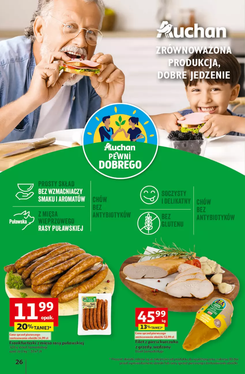 Gazetka promocyjna Auchan - Gazetka Świat Pełen Smaku Hipermarket Auchan - ważna 01.02 do 07.02.2024 - strona 26 - produkty: Filet z piersi kurczaka, Frankfurterki, Kurczak