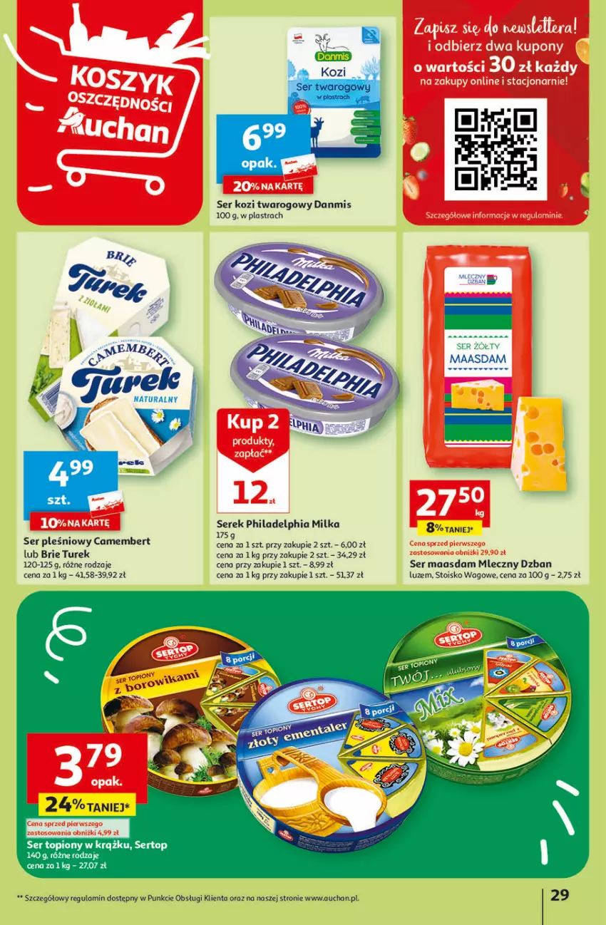 Gazetka promocyjna Auchan - Gazetka Świat Pełen Smaku Hipermarket Auchan - ważna 01.02 do 07.02.2024 - strona 29 - produkty: Brie, Camembert, Maasdam, Ser, Ser kozi, Ser pleśniowy, Ser twarogowy