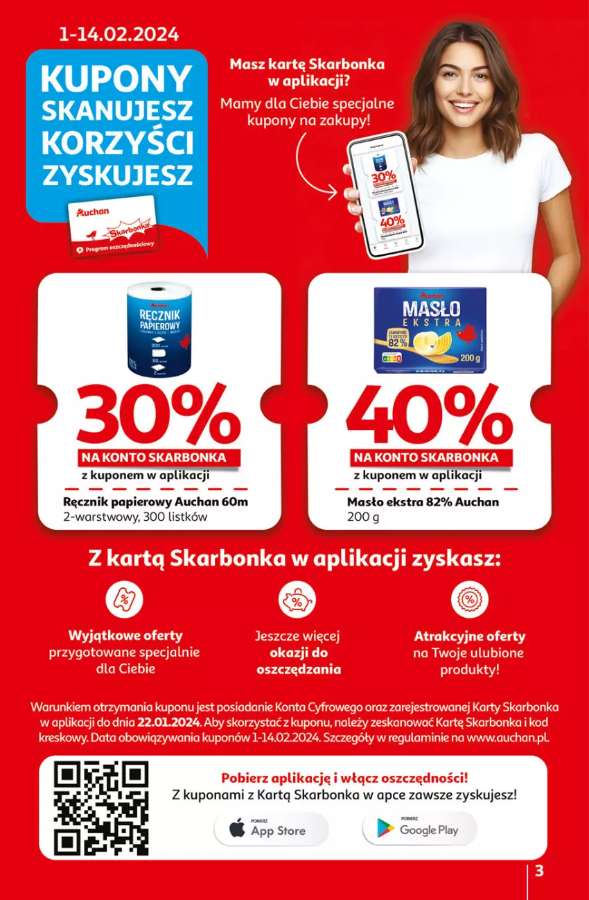 Gazetka promocyjna Auchan - Gazetka Świat Pełen Smaku Hipermarket Auchan - ważna 01.02 do 07.02.2024 - strona 3 - produkty: Papier, Ręcznik