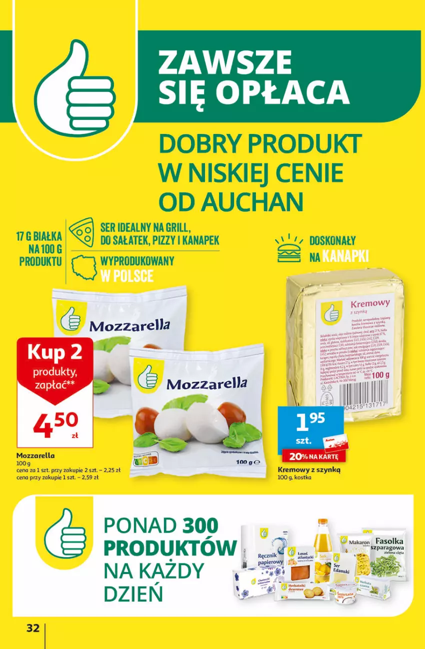 Gazetka promocyjna Auchan - Gazetka Świat Pełen Smaku Hipermarket Auchan - ważna 01.02 do 07.02.2024 - strona 32 - produkty: Fa, Grill, Makaron, Mozzarella, Ręcznik, Sałat, Ser