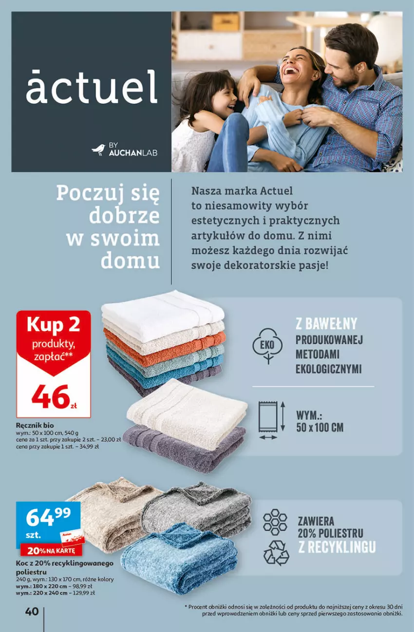 Gazetka promocyjna Auchan - Gazetka Świat Pełen Smaku Hipermarket Auchan - ważna 01.02 do 07.02.2024 - strona 40 - produkty: Dekorator, Koc, Ręcznik