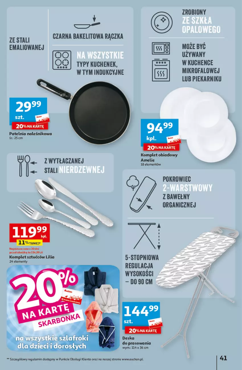 Gazetka promocyjna Auchan - Gazetka Świat Pełen Smaku Hipermarket Auchan - ważna 01.02 do 07.02.2024 - strona 41 - produkty: Deska do prasowania, Fa, Komplet obiadowy, Patelnia, Piekarnik, Sok, Top