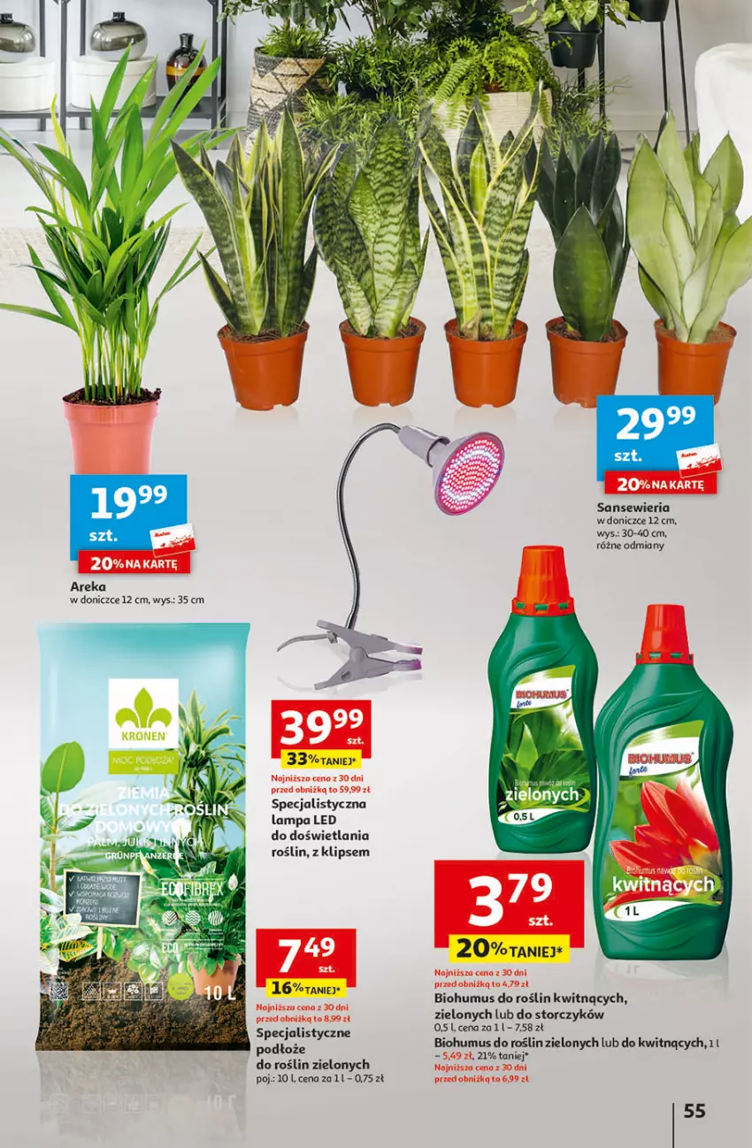 Gazetka promocyjna Auchan - Gazetka Świat Pełen Smaku Hipermarket Auchan - ważna 01.02 do 07.02.2024 - strona 55 - produkty: Biohumus, Lampa, Lampa LED, Mus, Podłoże do roślin, Storczyk