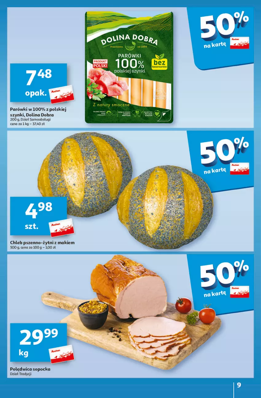 Gazetka promocyjna Auchan - Gazetka Świat Pełen Smaku Hipermarket Auchan - ważna 01.02 do 07.02.2024 - strona 9 - produkty: Chleb, Parówki, Polędwica