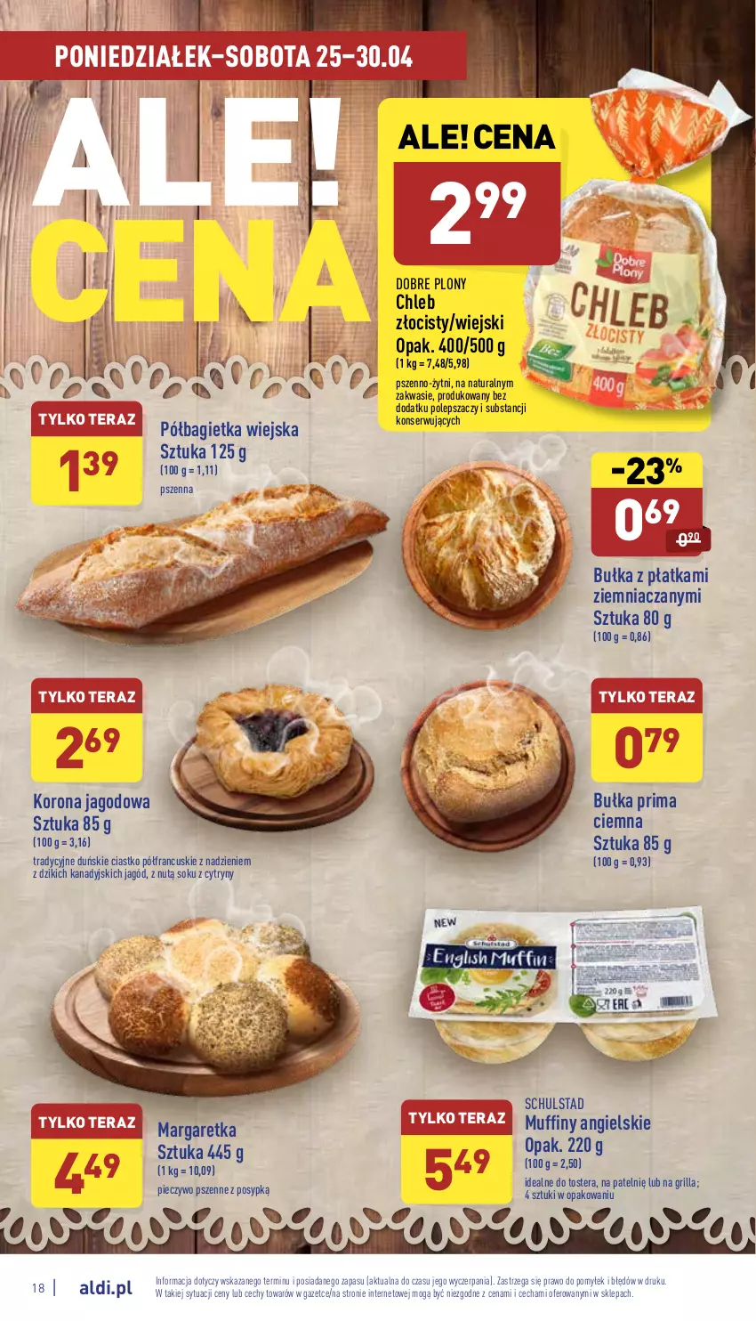 Gazetka promocyjna Aldi - Pełny katalog - ważna 25.04 do 30.04.2022 - strona 18 - produkty: Bagietka, Bułka, Chleb, Cytryny, Grill, Muffiny, Piec, Pieczywo, Półbagietka, Prima, Ser, Sok, Tera, Toster