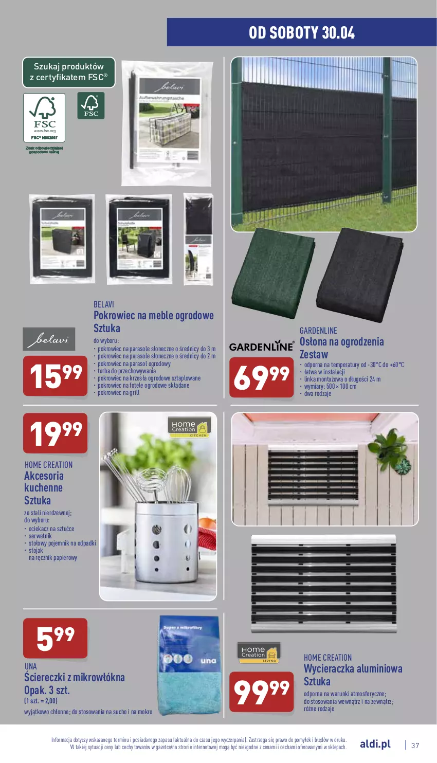 Gazetka promocyjna Aldi - Pełny katalog - ważna 25.04 do 30.04.2022 - strona 37 - produkty: Fotel, Grill, Inka, Meble, Ociekacz, Ociekacz na sztućce, Papier, Parasol, Pojemnik, Pokrowiec, Por, Ręcznik, Ser, Stojak, Torba, Wycieraczka