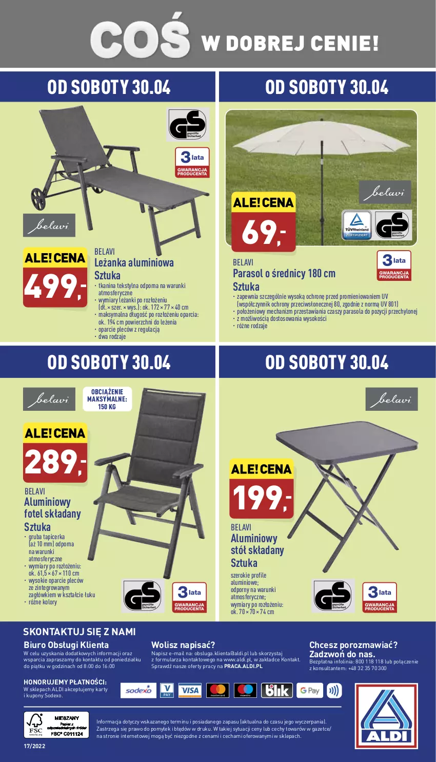 Gazetka promocyjna Aldi - Pełny katalog - ważna 25.04 do 30.04.2022 - strona 40 - produkty: Biuro, Fotel, Leżanka, O nas, Parasol, Por, Sok, Stół, Tapicerka