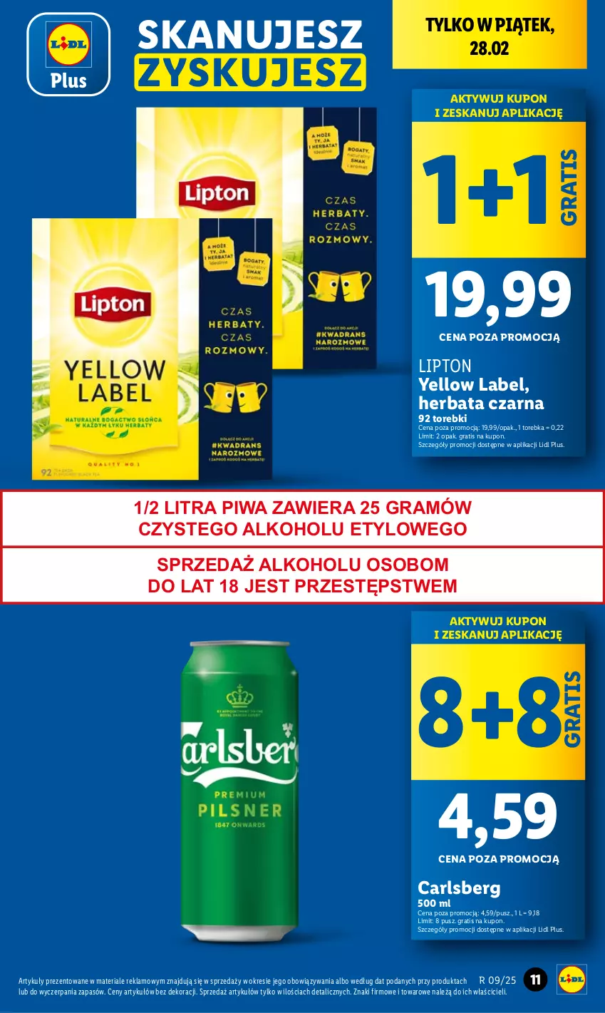 Gazetka promocyjna Lidl - GAZETKA - ważna 27.02 do 01.03.2025 - strona 13 - produkty: Carlsberg, Gra, Herbata, Herbata czarna, Lipton, Piwa, Torebka