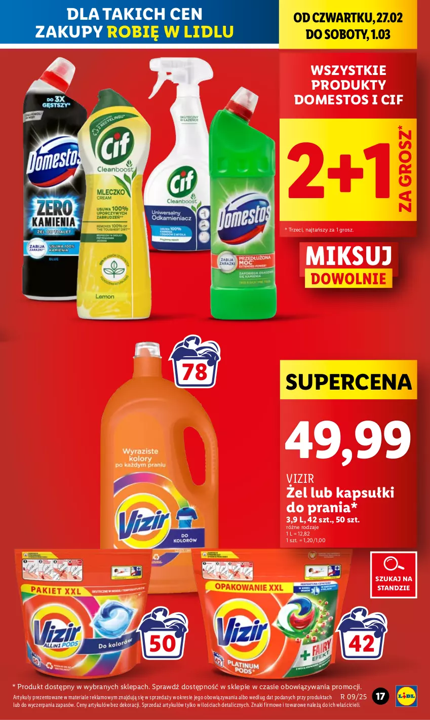 Gazetka promocyjna Lidl - GAZETKA - ważna 27.02 do 01.03.2025 - strona 19 - produkty: Cif, Domestos, Kapsułki do prania, Vizir