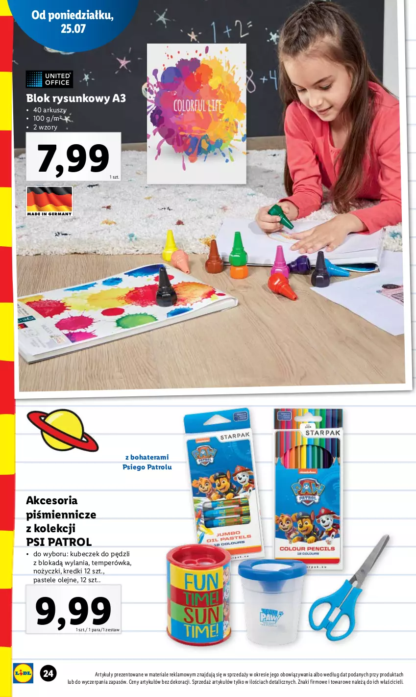 Gazetka promocyjna Lidl - KATALOG POWRÓT DO SZKOŁY - ważna 25.07 do 27.08.2022 - strona 24 - produkty: Noż, Nożyczki, Olej, Pastele olejne, Psi Patrol, Tera