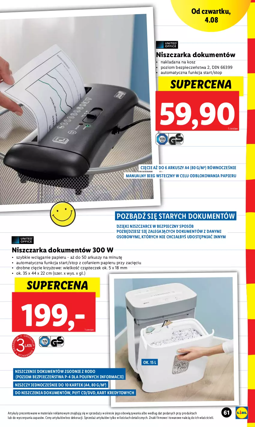 Gazetka promocyjna Lidl - KATALOG POWRÓT DO SZKOŁY - ważna 25.07 do 27.08.2022 - strona 61 - produkty: Fa, Kosz, Niszczarka, Papier, Piec, Top