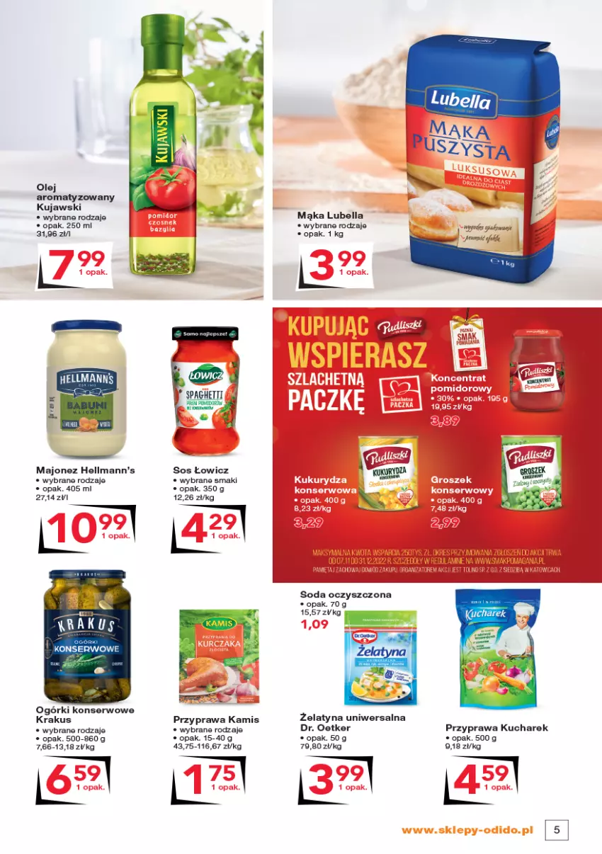 Gazetka promocyjna Odido - Gazetka - ważna 04.11 do 17.11.2022 - strona 5 - produkty: Bell, Bella, Dr. Oetker, Fa, Jaja, Kamis, Krakus, Kucharek, Kujawski, Lubella, Majonez, Mąka, Ogórki konserwowe, Olej, Ser, Soda oczyszczona, Sos, Spaghetti