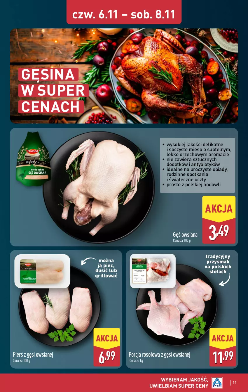 Gazetka promocyjna Aldi - Oferta weekendowa - ważna 06.11 do 08.11.2025 - strona 11 - produkty: Gęś owsiana, Grill, Mięso, Piec, Por, Sok