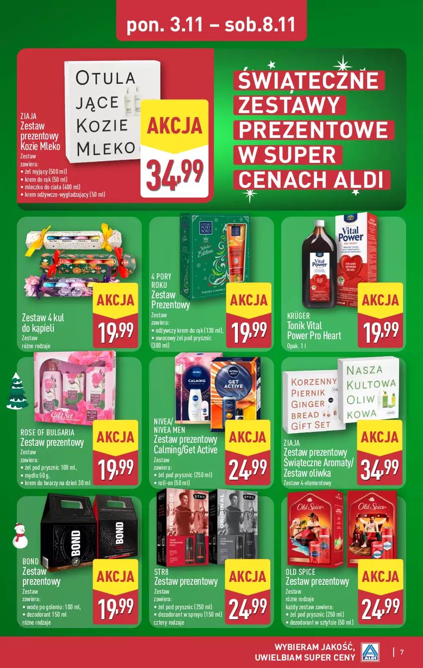 Gazetka promocyjna Aldi - Oferta weekendowa - ważna 06.11 do 08.11.2025 - strona 7 - produkty: Dezodorant, Krem do rąk, Krem do twarzy, LG, Mleczko, Mleczko do ciała, Mleko, Mydło, Nivea, Nivea Men, Old Spice, Por, Str8, Tonik, Zestaw prezentowy, Ziaja