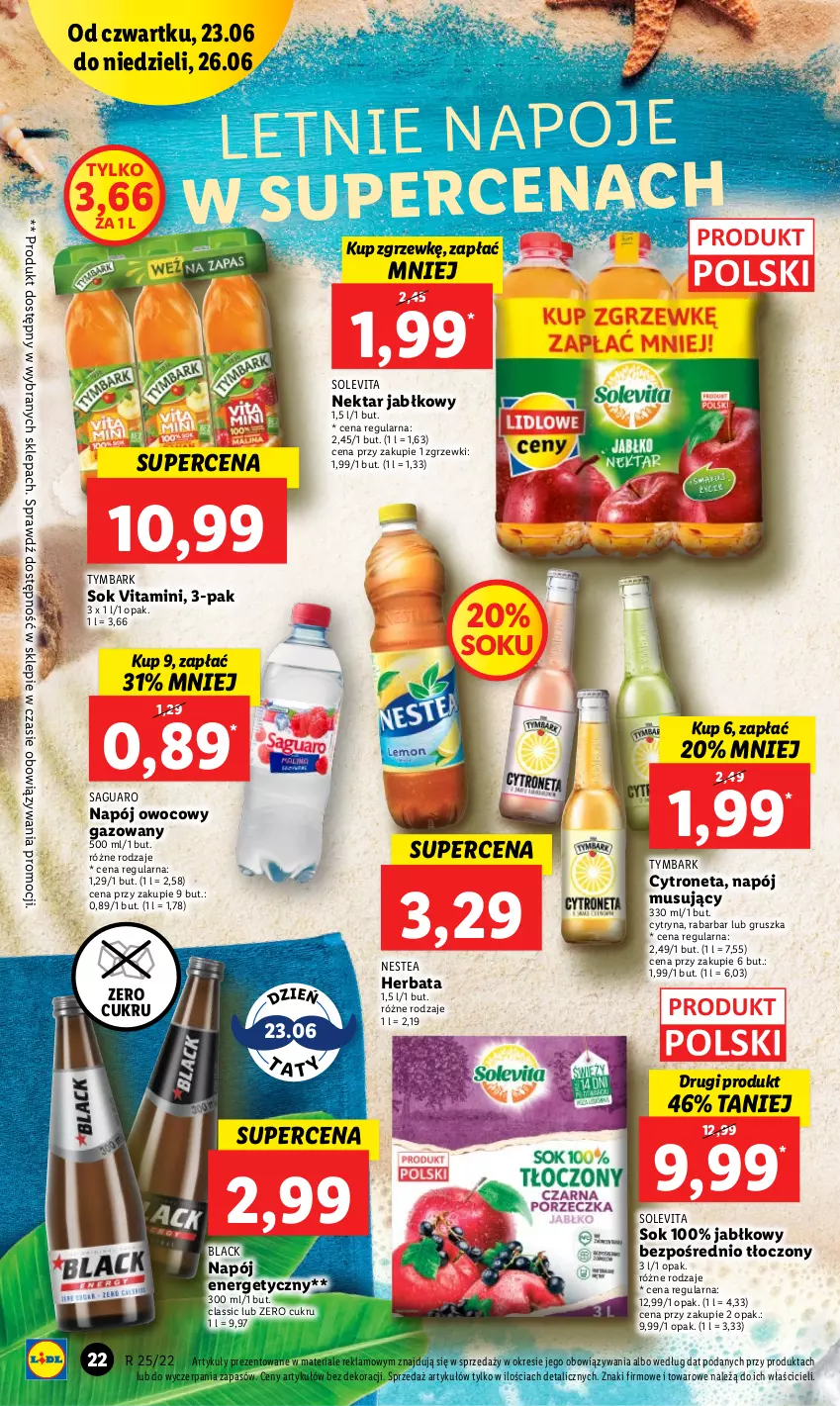 Gazetka promocyjna Lidl - GAZETKA - ważna 23.06 do 26.06.2022 - strona 22 - produkty: Herbata, Lack, Mus, Napój, Napój energetyczny, Napój musujący, Napoje, Nektar, Nestea, Sok, Tymbark