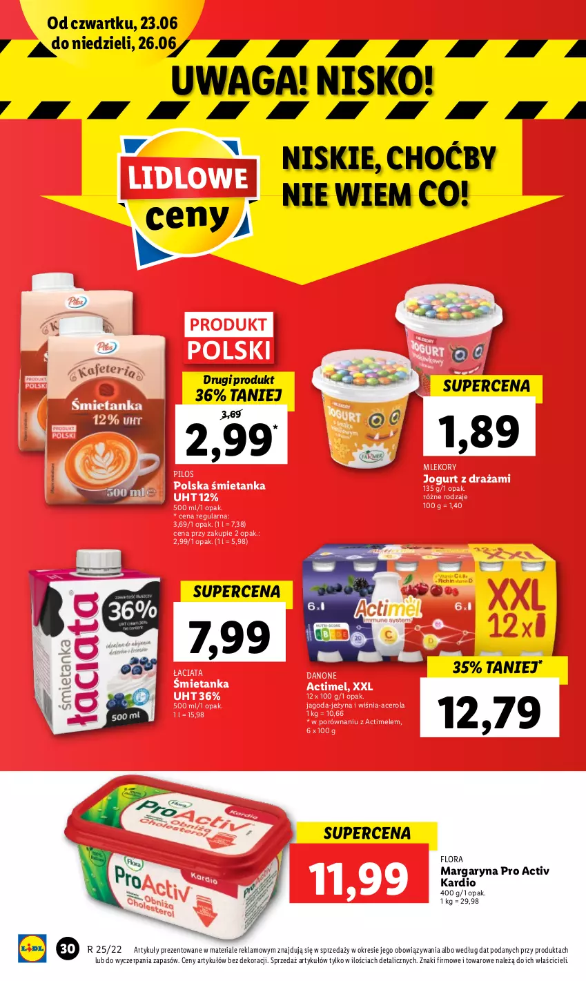 Gazetka promocyjna Lidl - GAZETKA - ważna 23.06 do 26.06.2022 - strona 30 - produkty: Acer, Actimel, Danone, Flora, Jogurt, Margaryna, Mleko, Pilos, Por, Waga