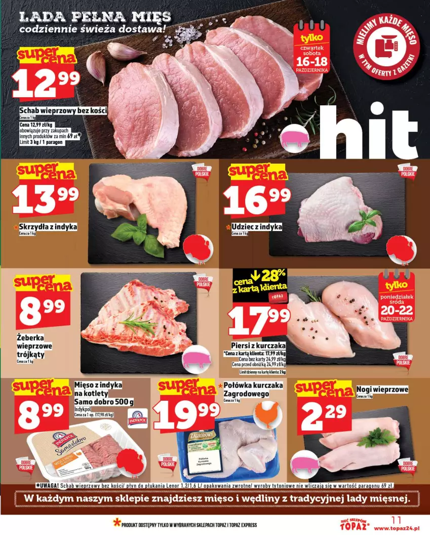 Gazetka promocyjna Topaz - Gazetka - ważna 16.10 do 12.10.2025 - strona 11 - produkty: Kotlet, Kurczak, Mięso, Mięso z indyka, Top, Udziec z indyka