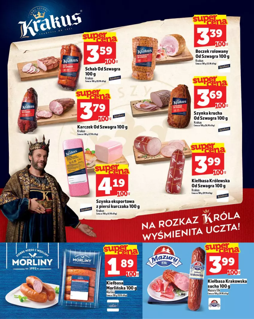 Gazetka promocyjna Topaz - Gazetka - ważna 16.10 do 12.10.2025 - strona 14 - produkty: Boczek, Gra, Kiełbasa, Krakus, Kurczak, Por, Sport, Szynka