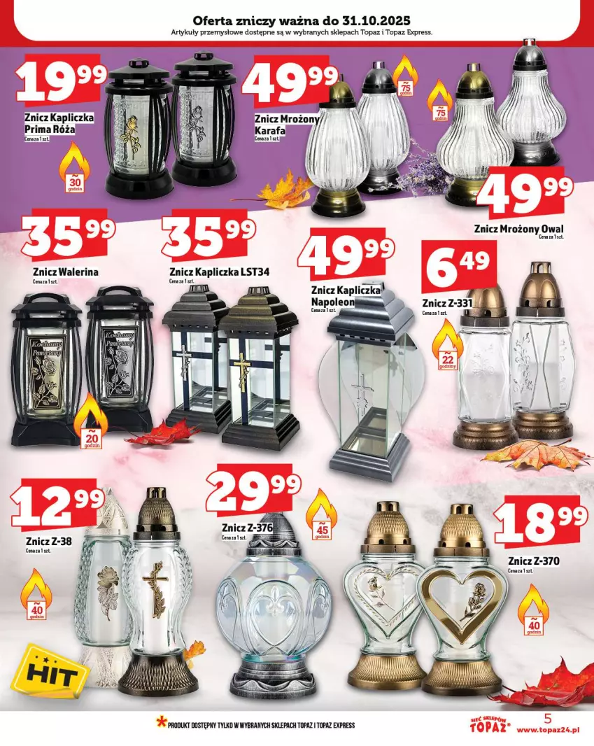 Gazetka promocyjna Topaz - Gazetka - ważna 16.10 do 12.10.2025 - strona 5 - produkty: Leon, Oleo, Prima, Róża, Top, Znicz