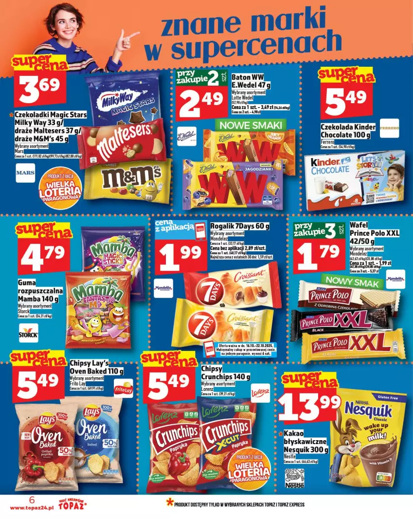 Gazetka promocyjna Topaz - Gazetka - ważna 16.10 do 12.10.2025 - strona 6 - produkty: Czekolada, Kinder, Top