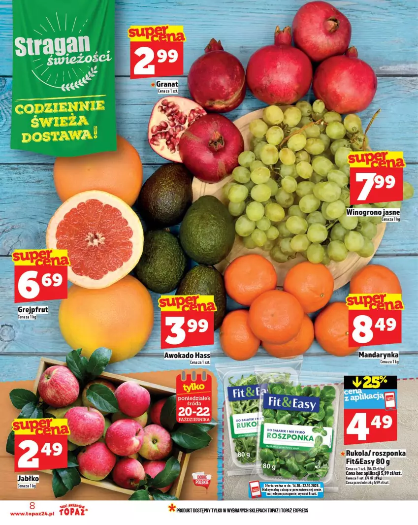 Gazetka promocyjna Topaz - Gazetka - ważna 16.10 do 12.10.2025 - strona 8 - produkty: Gra, Granat, Grejpfrut, HP, Roszponka, Rukola, Top