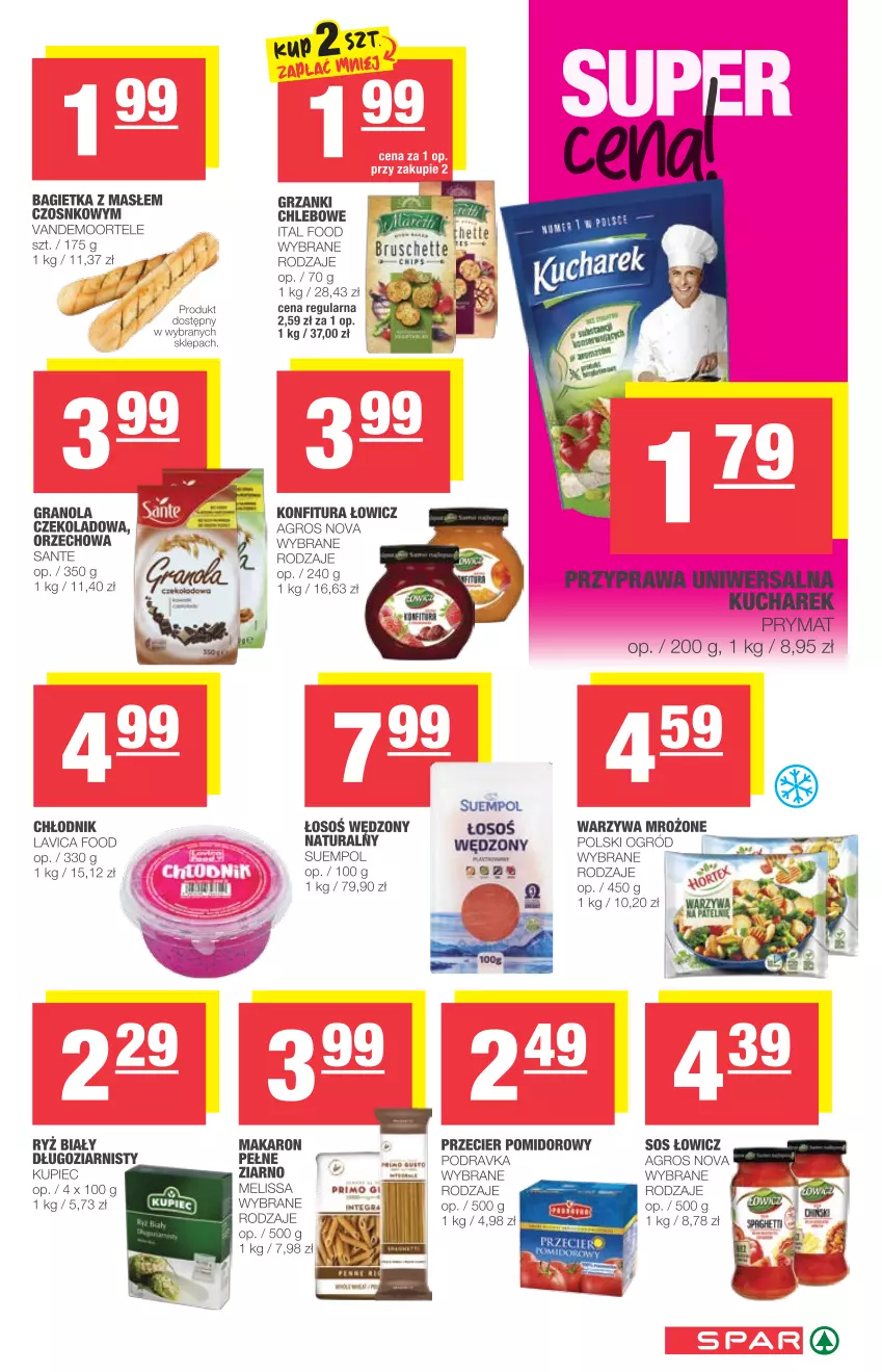 Gazetka promocyjna Spar - Spar - ważna 11.08 do 17.08.2021 - strona 5 - produkty: Bagietka, Chleb, Gra, Granola, Konfitura, Kupiec, Makaron, Ogród, Piec, Podravka, Prymat, Ryż, Ryż biały, Sante, Sos, Suempol, Warzywa