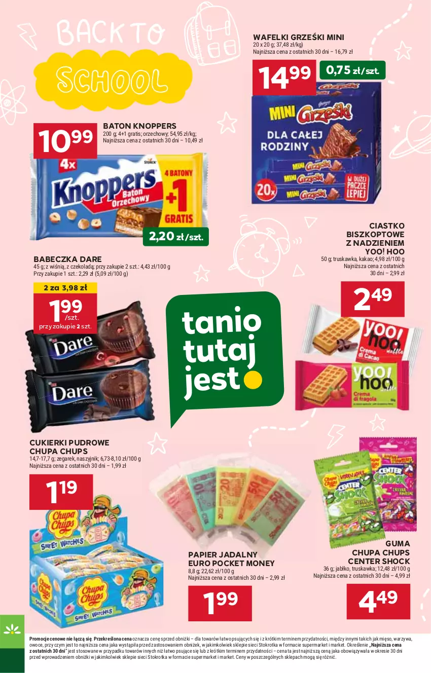 Gazetka promocyjna Stokrotka - Market - ważna 22.08 do 28.08.2024 - strona 12 - produkty: Baton, Chupa Chups, Cukier, Cukierki, Grześki, HP, Knoppers, Papier