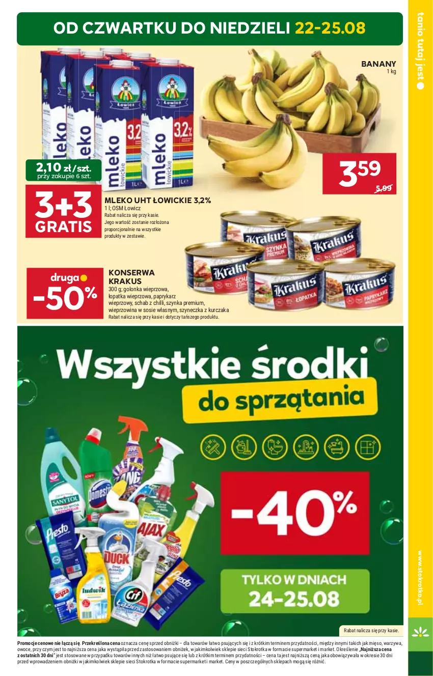 Gazetka promocyjna Stokrotka - Market - ważna 22.08 do 28.08.2024 - strona 5 - produkty: Banany, Gra, HP, Krakus, Mleko, Ser