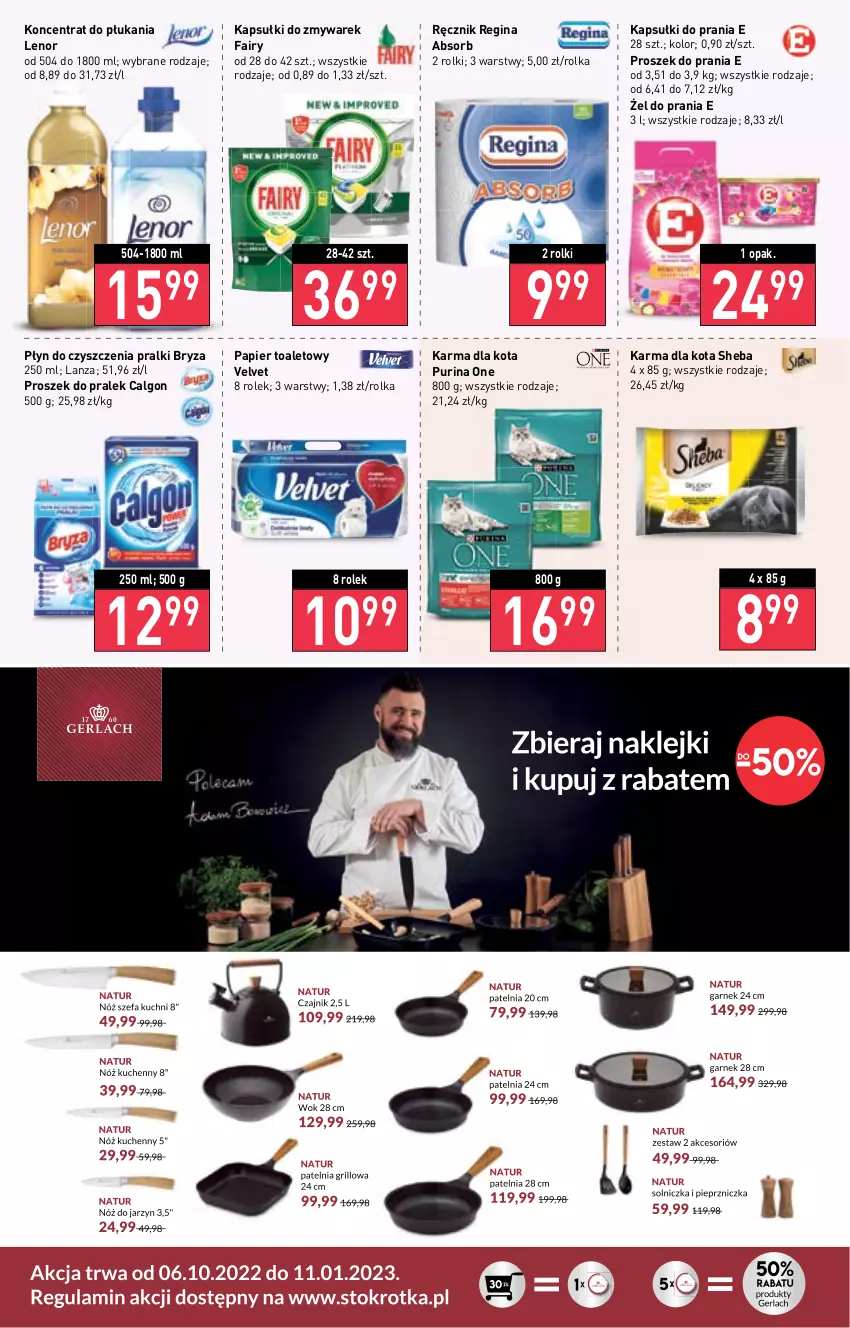 Gazetka promocyjna Stokrotka - Supermarket - ważna 24.11 do 30.11.2022 - strona 18 - produkty: Bryza, Calgon, Fa, Fairy, Gin, Kapsułki do prania, Lenor, LG, Papier, Papier toaletowy, Pralki, Proszek do prania, Pur, Purina, Ręcznik, Rolki, Sheba, Velvet